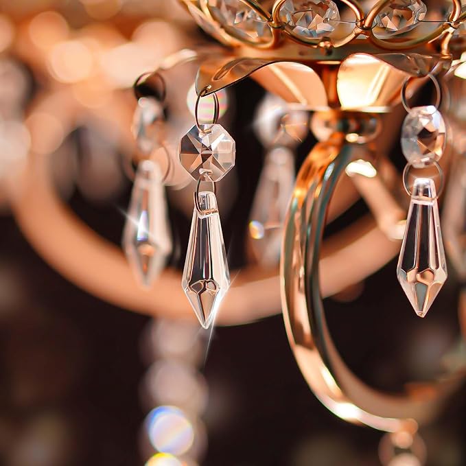 Premium Clear Crystal Glass Drops 2.4" -Multi Purpose Bluk Crystal Beads Hanging Prisms for Holiday Party/Home/Window Decoration/Chandelier Replacement Parts (M-16pcs)