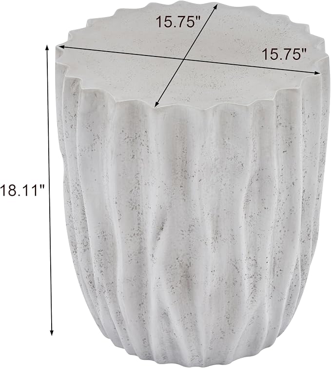 Christopher Knight Home Fairhill Outdoor Ribbed Side Table, Lightweight Concrete End Table, Accent Table with Wave Textured, Decorative Small Coffee Desk for Living Room Patio Balcony, Antique Grey