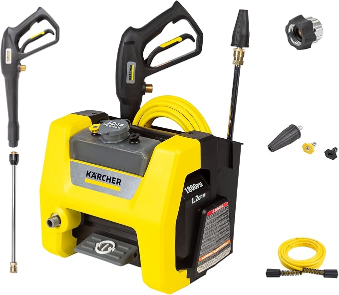 Kärcher K1800PS Cube 1800 PSI TruPressure Electric Pressure Washer & - Universal Surface Cleaner 11" Attachment - for Electric Power Pressure Washers - 2000 PSI - Quick-Connect