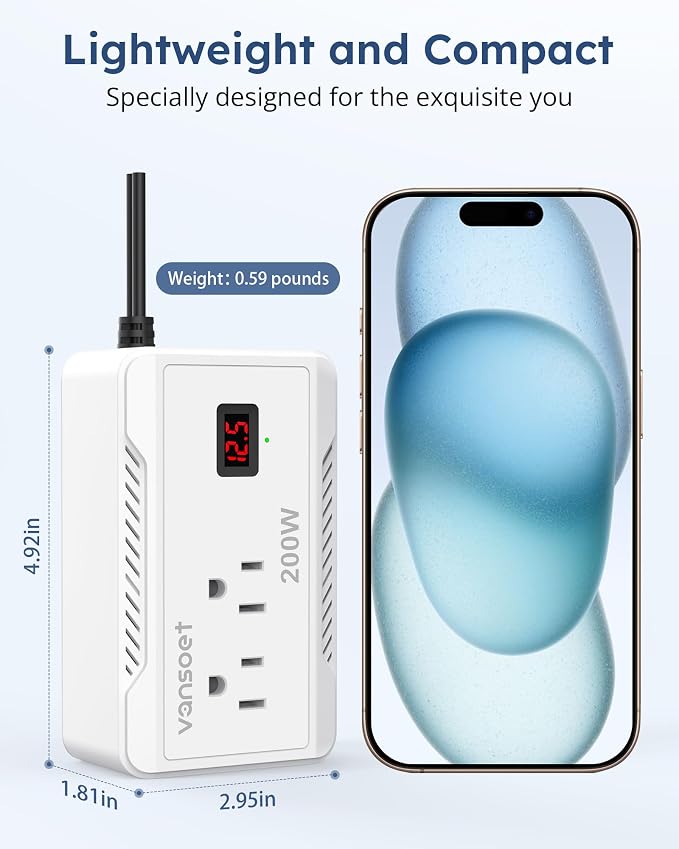 200W Car Power Inverter DC 12V to 110V AC Converter with [PD 30W & 15W] Fast Charging USB C/3.0A Dual USB Charging Ports, Car Outlet Adapter for Phone, Laptop on Road Trip (White)