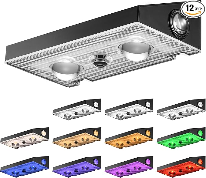 Solar Fence Lights 9 Fixed Colors 10 Modes Solar Lights Outdoor Waterproof 3-Way Warm White Cool White and RGB Color for Backyard Garden Wall