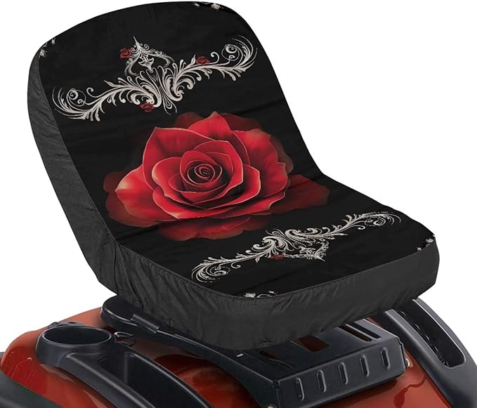Red Rose Lawn Mower Seat Cover Universal Riding Tractors Seat Cushion Waterproof Tractor Accessories Lawn Mower Seat Protector