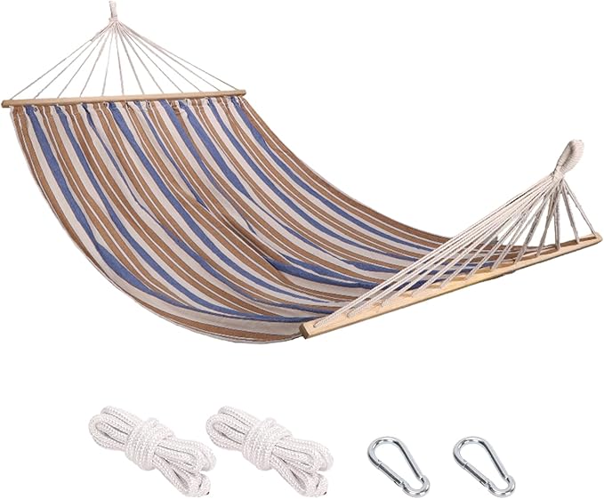 Hammocks Double Hammock with Curved Spreader Bar 770 lbs 114x59in Portable Camping Hammock with Carrying Bag Tree Straps for Backyard Outdoor Beach Patio