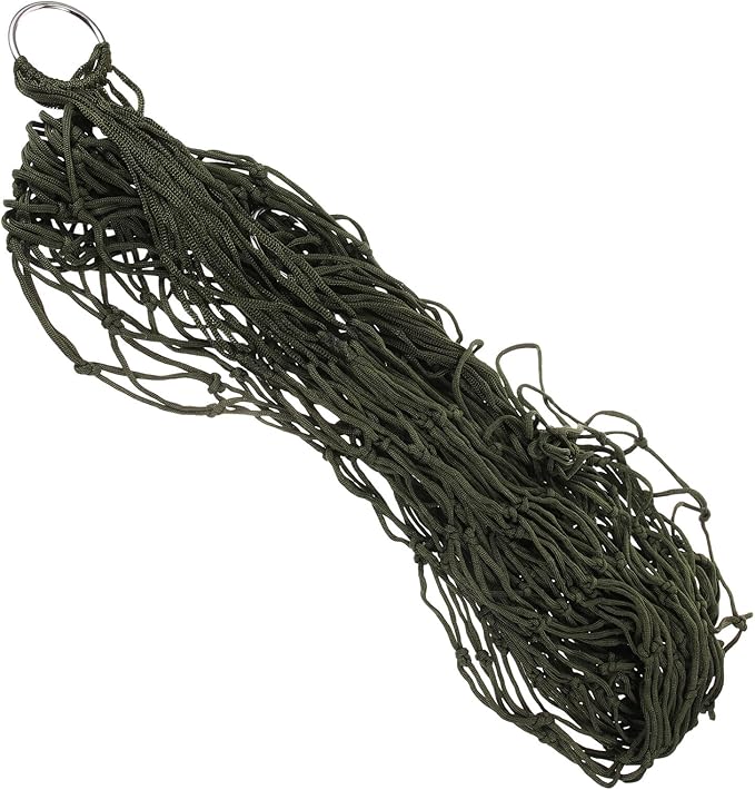 STAHAD Military Green Hammock with Thickened Nylon Rope, Portable Outdoor Camping and Indoor Relaxation Swing, 240x80cm Net Design with Rope and Carry Bag for Patio and Travel