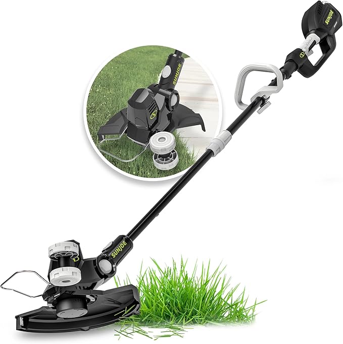 Sun Joe Cordless Multi-Angle Head Dual Line Electric String Trimmer for Lawn, Yard and Gardening Care w/Auto-Feed Spool, Battery & Charger, Heavy-Duty, 24V-ST14-CT