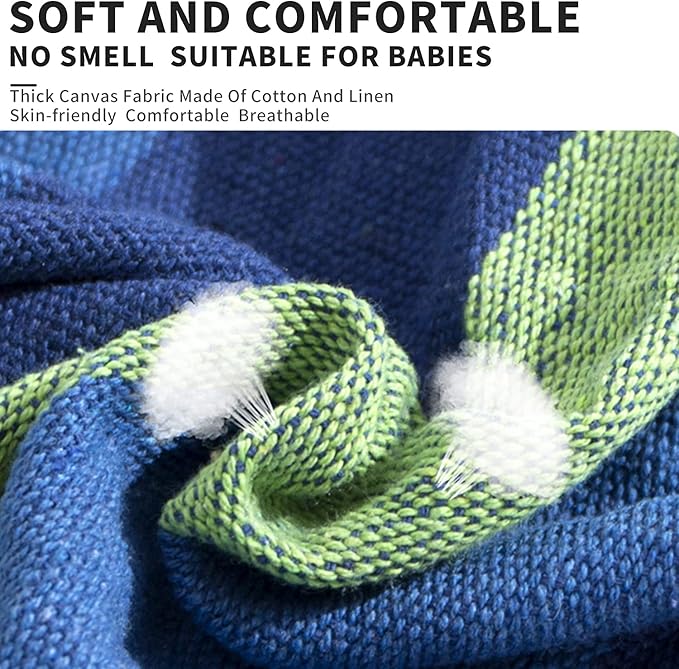 Double Cotton Hammock with Space Saving Adjustable Steel Stand, 550lbs Capacity Accommodates 2 People Portable Hammock and Frame, Camping Indoor Outdoor Use, Oasis Stripe
