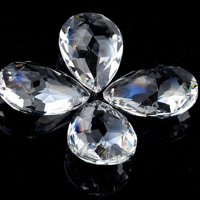 10 Pcs 50mm Clear Crystal Teardrop Pendants Chandelier Parts | Clear Crystal Teardrop Prisms Pendants 50mm Chandelier Replacement Parts Suncatcher for Lamp Window Wedding Garden DIY Decor