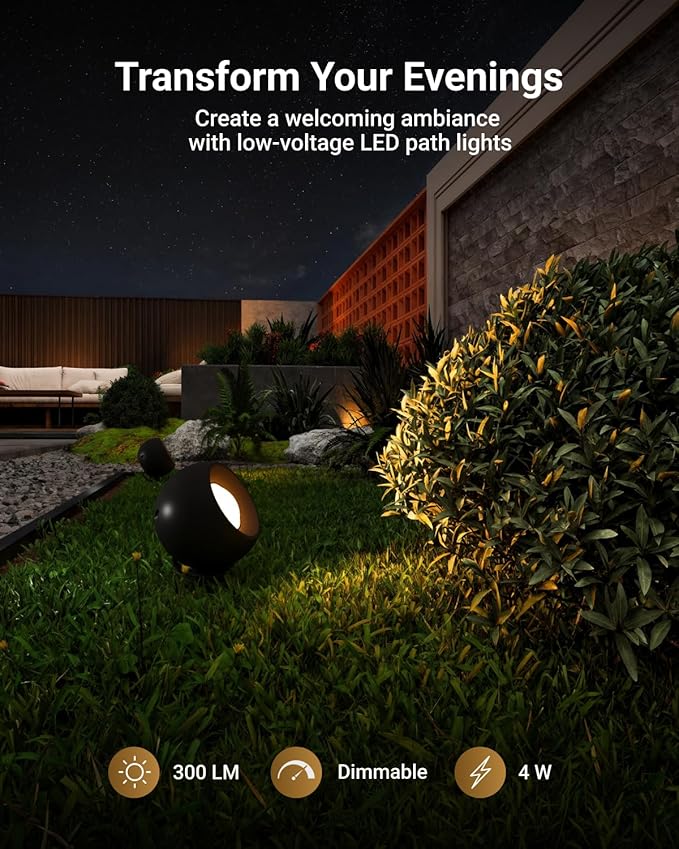 Sunco LED Low Voltage Spotlight Revolver, Sphere Shaped Garden Landscape Lights Outdoor [Luces para Jardin], 4W, 300 LM, 3 CCT: 2700K/4000K/5000K, Wet Rated, ETL 2 Pack.
