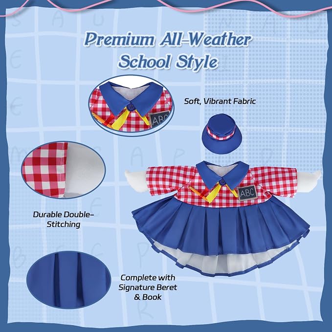 Back to School Porch Goose Outfit Fits 23'' Plastic/Cement Statue | Goose Outfits Back to School with Schoolbag, Pencil and ABC Chalkboard, Classroom Outdoor Garden Patio Yard Lawn Decoration