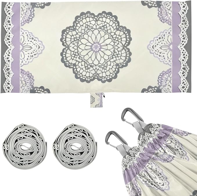 Lace Pattern Hammocks for Camping with Portabl Carry Bag Hanging Hammock Outside Beach Patio Garden