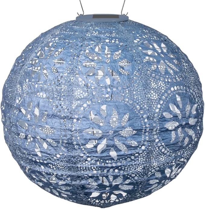 Allsop Home & Garden Soji Stella Boho Outdoor Weatherproof Tyvek® Hanging Solar Lantern. Dual White LEDs and Stainless Steel Easy to Hang Frame.
