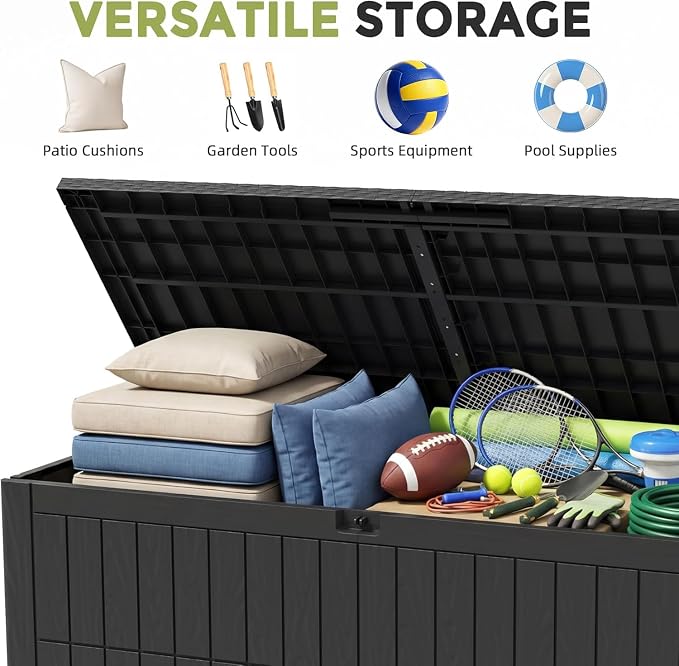 UDPATIO 180 Gallon Deck Box Outdoor Storage Box Lockable Resin Shed Waterproof Indoor Outdoor Storage Container for Patio Cushions Tools Package Delivery Boxes for outside
