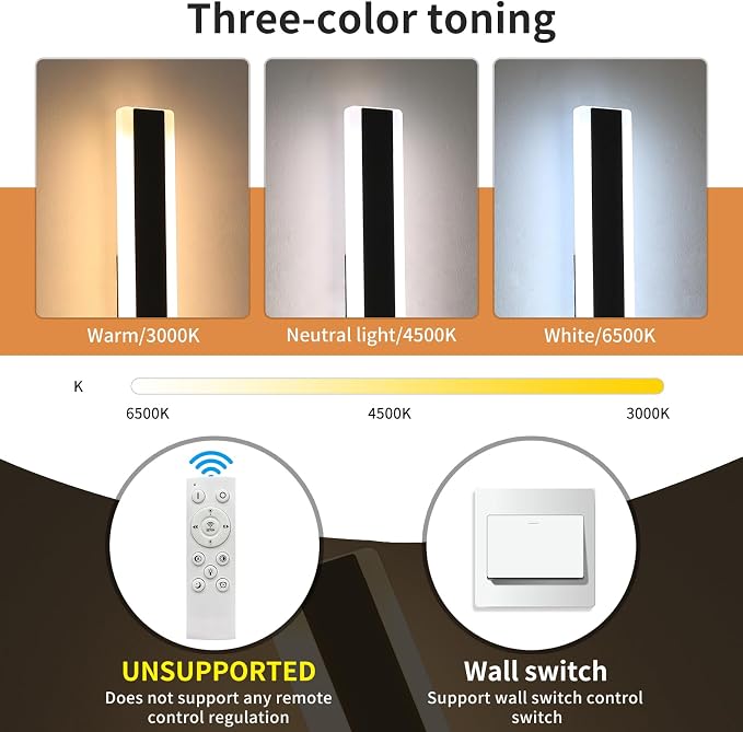 71inch Long Modern LED Outdoor Wall Light, Black Outside Wall Sconces Lamps, 3 Color 3000K/4500K/6000K, IP65 Waterproof, Exterior Lighting Fixtures for Patio, Garage, Yard, Porch