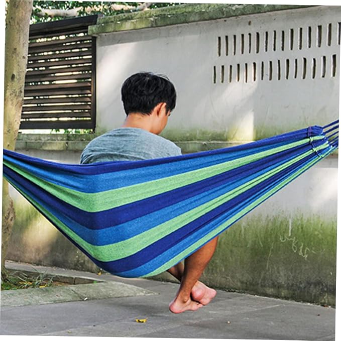 BESPORTBLE Travel Essential Outdoor Hammock Canvas Swing Seat Stripes Compact for Camping Leisure