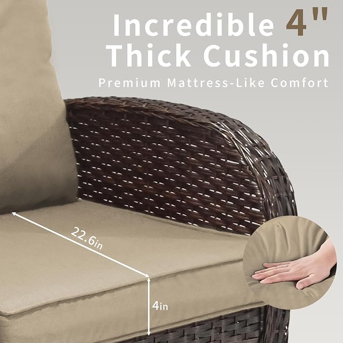 Outdoor Swivel Rocker Patio Chairs 3 Pieces，Swivel Patio Chairs with Cushions，Outdoor Swivel Rocking Chairs Set of 2 with Rattan Side Table，Patio Furniture Set for Outside Porch Deck