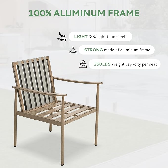 9-Piece Outdoor Dining Set for 8, Aluminum Dining Set with Cushions, 8 Dining Chairs with Rope Backrest, Large Rectangular Table with Umbrella Hole, Patio Dining Set for Lawn Porch Yard,Brown