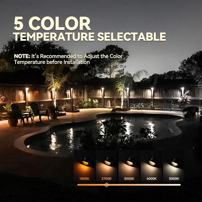 LEONLITE 12-Pack 5CCT 3.74inch Low Voltage LED Deck Light, Satin Nickel | 180LM, 12-24V AC/DC, CRI90, UL Listed, Die-cast Aluminum Housing, Frosted Glass Lens, 1800K/2700K/3000K/4000K/5000K