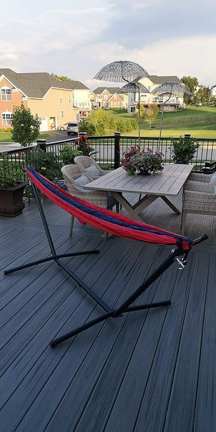 TJ Global Compact Lightweight Parachute Nylon Single Portable Hammocks for Hiking, Travel, Backpacking, Beach, Survival, Outdoors (Blue/Red)