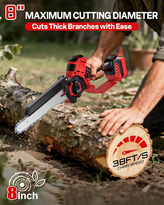 Cordless 8 Inch 2-IN-1 Pole Saw and Chainsaw Compatible with Milwaukee 18V Battery, Electric Pole Saws with Brushless Motor– Extends to 15.9 ft for Tree Trimming & Pruning (Tool Only, No Battery)