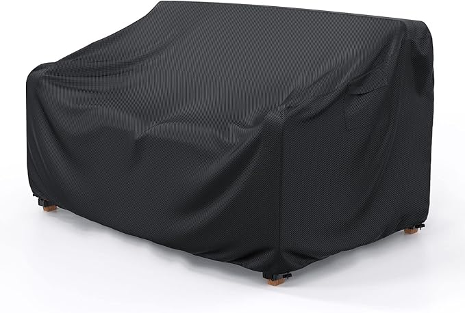 Heavy Duty Patio Sofa Cover Waterproof, Mrrihand 2-Seater Outdoor Sofa Loveseat Cover, Outdoor Patio Furniture Cover with Air Vent and Handles, 60" W×34" D×30" H, Black
