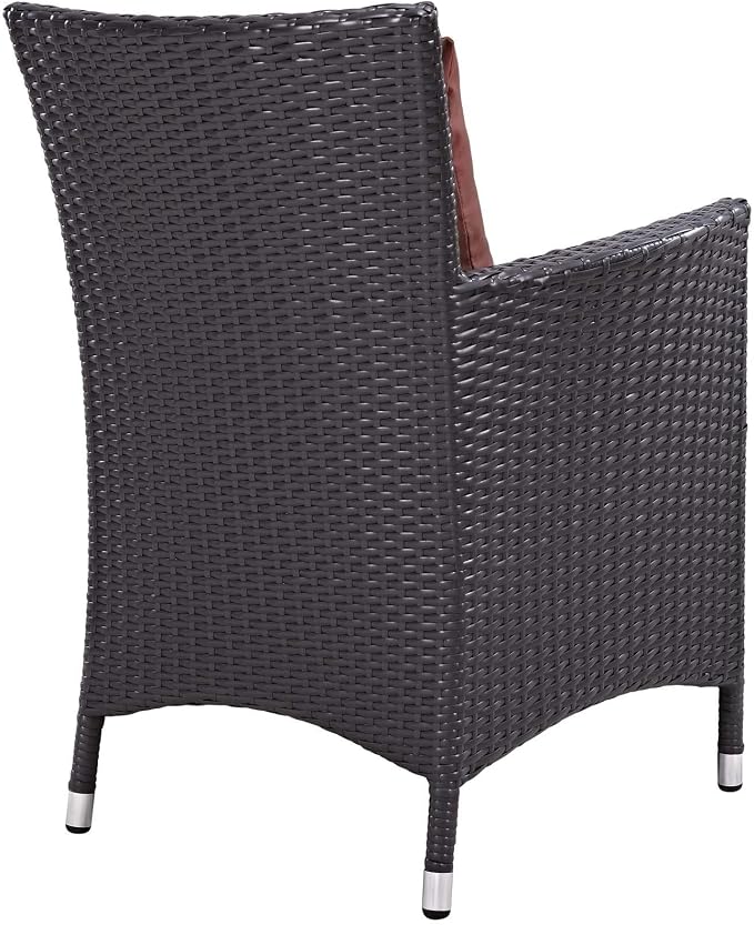 Modway Convene Wicker Rattan Outdoor Patio Dining Armchairs With Cushions in Espresso Beige - Set of 2