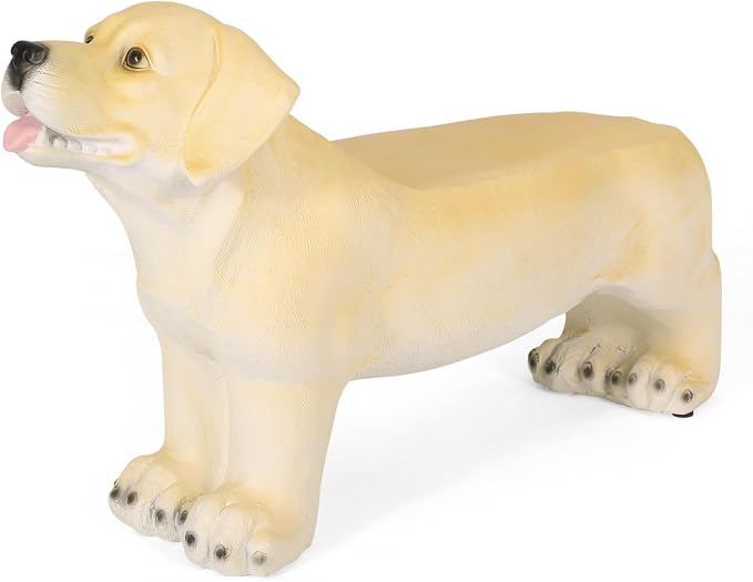 Brown Dog 3-in-1 Pedestal Side Table / End Table / Stool - MGO Hand Painted Sculpture Statue,No Assembly Required for Home,Living Room & Outdoor Decor (Light Brown, 31.50" W x 8.75" D x 16.75" H)