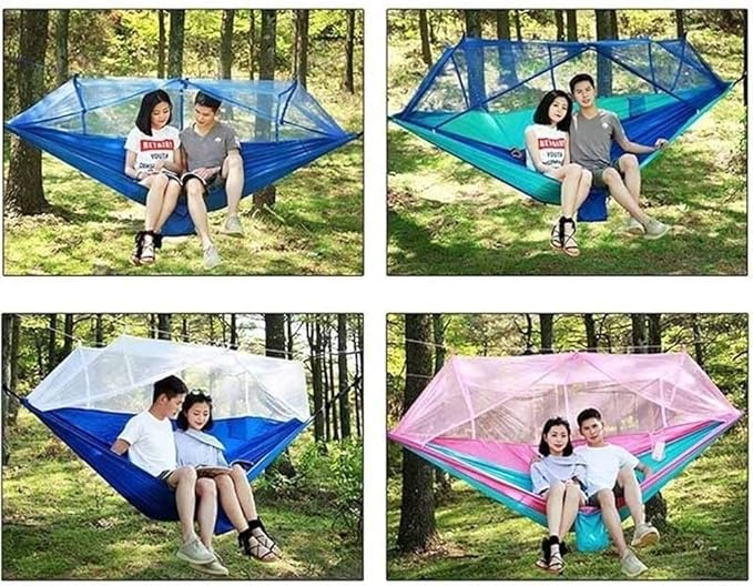 Camping Hammock Bed 1-2 Person Portable Outdoor Camping Hammock Parachute Fabric Hanging Bed Hunting Sleeping Swing Hamac Hammock Swing (Color : Pink)