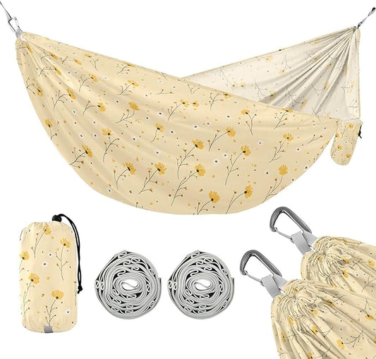 Camping Hammock Outdoor Hammocks for Outside Little Flower Yellow Beach Trees Portable Lightweight with Pockets Tree Straps Indoor