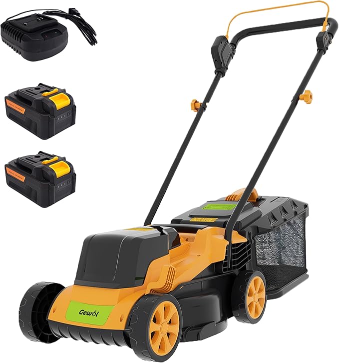 20V Cordless Lawn Mower, 13" Electric Push Mower with 2 x 4.0Ah Batteries & Charger, 5-Position Height Adjustment, Lightweight Battery Powered Lawn Mower with Grass Collection Bag for Yard