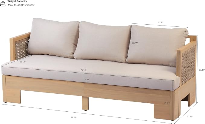 Christopher Knight Home Mason 5 Piece Patio Furniture Set with 3-Seater Sofas, Club Chairs and Coffee Table, Outdoor Acacia Wood Conversation Set, Patio Sofa Set for 8, Light Teak+Light Brown+Beige