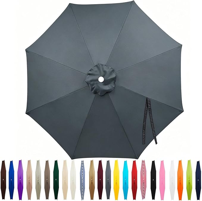 Outdoor Patio Umbrella Replacement Canopy 7.5ft/9ft/10ft/11ft 6/8 Ribs, Cantilever Offset Patio Umbrella Fabric Cover Resistant Waterproof Shade for Table Pool