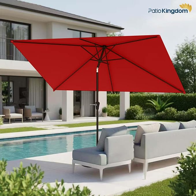 6.5'x10' Rectangular Patio Outdoor Umbrella,Large Coverage with Push-Button Tilt & UV Protection,Sturdy Ribs for Deck,Lawn,Pool,Backyard