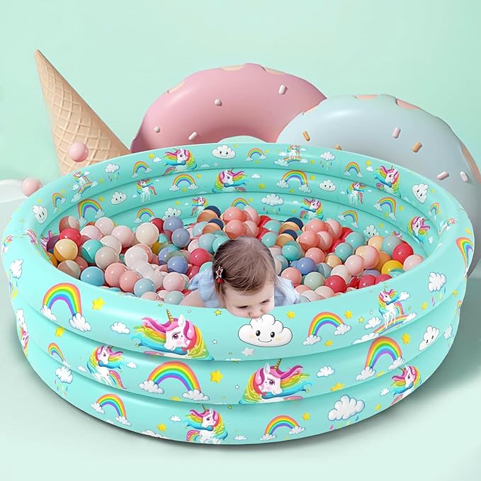 Jasonwell Inflatable Baby Kiddie Pool - Toddler Pool Kids Paddling Baby Swimming Pools Blow Up Ball Pit Infant Wading Pools for Backyard Piscina Inflable para Niños (51in Unicorn)