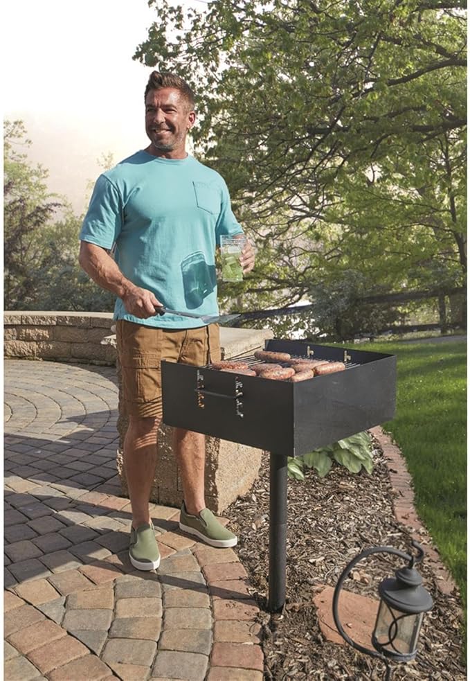 Guide Gear Heavy-Duty Park-Style Charcoal BBQ Grill for Camping, Outdoor Cooking, Backyard, Patio, Camp Grilling Barbecues, 15.5" x 15" x 8.25"h.