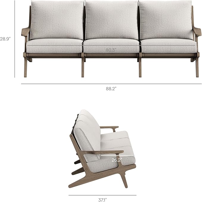 Modway Saratoga 4-Piece Outdoor Furniture Set in Pebble - Patio Conversation Set with Sofa, Loveseat, Side Table and Coffee Table