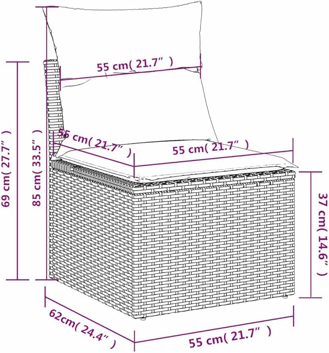vidaXL Patio Sofa Set with Cushions 12 Piece, Outdoor Conversation Set, Sectional Sofa for Balcony Garden, Patio Furniture, Gray Poly Rattan