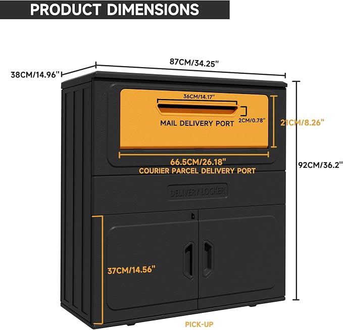 Mrosaa Package Delivery Boxes for Outside,Resin Anti-theft Lockable Package Delivery Box,Waterproof Deck Box for Porch, House, Curb, Patio,Bakcyard