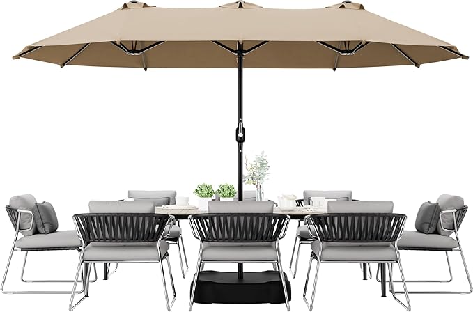 Joyside 13FT Large Patio Umbrella, Outdoor Double Sided Umbrella, Rectangle Umbrella with Crank Handle, 12 Sturdy Ribs for Deck, Porch and Pool