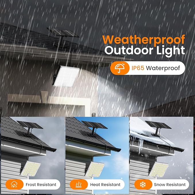 Solar Lights Outdoor Waterproof Motion Sensor Security Lights with Remote, 3 Modes 184 LED Upgraded Convex Lens 150% Bright, 16.4 Ft Cord, Outdoor Flood Light for Backyard, Garage, Barn