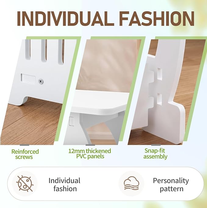 Outvita Side Table for Indoor & Outdoor, Square Modern Side Table with Storage Layer, Night Stand, Bedside Table, Tooless Assembly for Patio, Living Room, Bedroom