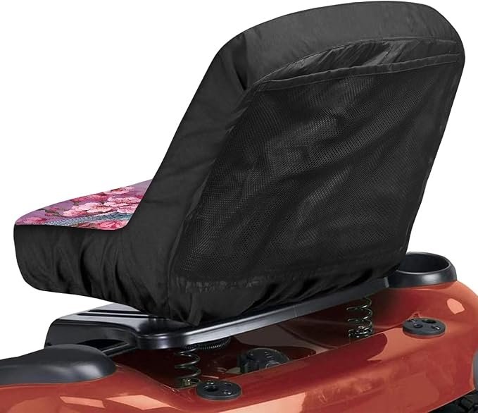 Hummingbird Flowers Lawn Mower Seat Cover Craftsman Lawn Mower Seat Waterproof Heavy Duty Tractors Seat Decor Accessories