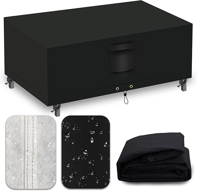 Heavy Duty Patio Furniture Covers Waterproof, 600D Outdoor Furniture Cover Waterproof for Sectional Sofa Couch, Outdoor Dining Table and Chair Set Covers 52''L x 22''W x 35''H, Black