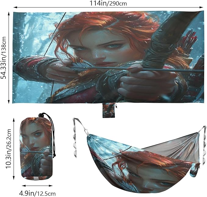 Archers Game Anime Girl Hammocks with Hanging Rope Hanging Hammock for Outside Patio Garden