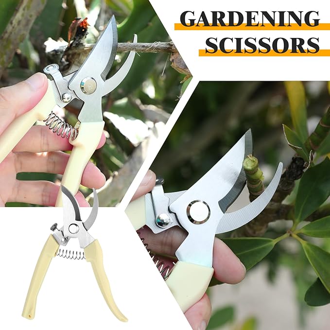 30 Pcs Beige Garden Clippers, Pruning Shears for Gardening, Handheld Heavy Duty Plant Scissors Bypass Pruning Shears for Gardening Yard Hedge Flowers Tree Trimming Plant Cutter