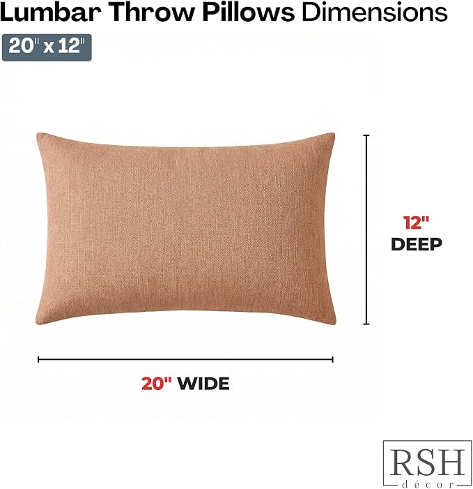 RSH DECOR: Designer Select Sunbrella Lumbar Throw Pillows Set of 4 | 20" x 12" | Water and Fade-Resistant Performance Fabric | Indoor Outdoor Accent Pillows | Made in USA (Cast Petal Pink)
