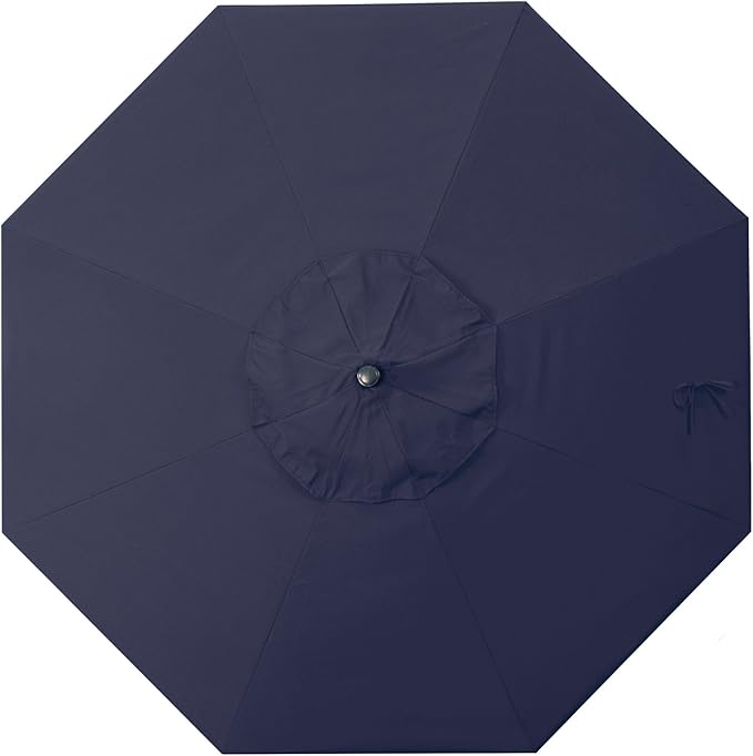 California Umbrella 9' Round Aluminum/Fiberglass Umbrella, Push Open, Bronze Pole, Sunbrella Navy Fabric