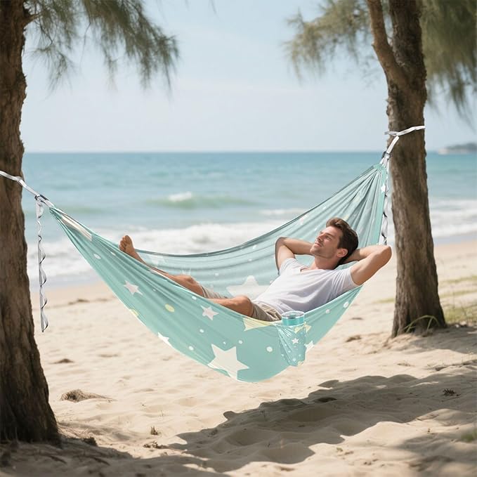 Mint Green Star Bow 330lb Capacity Outdoor Hammocks with Tree Straps Backyard Hammock for Indoor Outdoor Patio hamaca inflable para Piscina