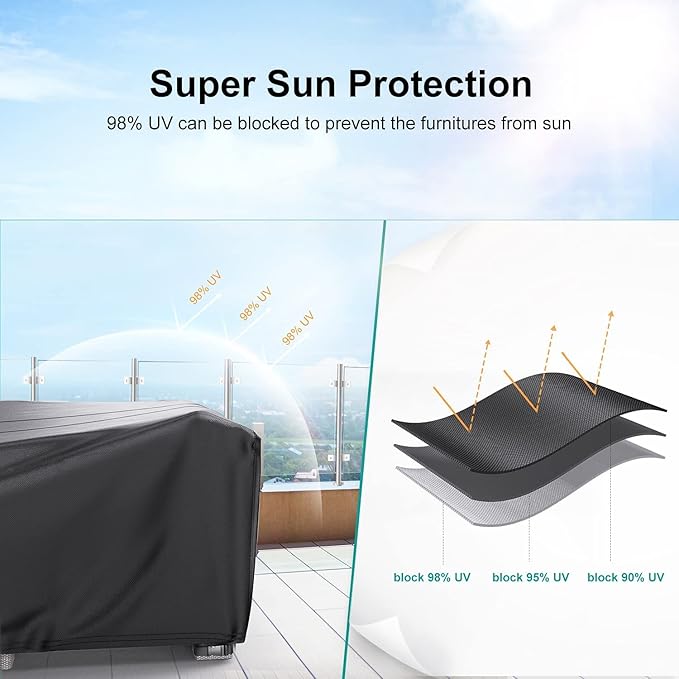 Patio Furniture Covers, Heavy Duty Outdoor Furniture Cover Waterproof, Sectional Sofa Set Covers Table and Chair Set Cover, 98"L×78"W×32"H