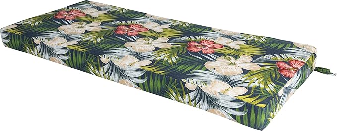 Magpie Fabrics Patio Bench Cushion Cover 42x18x3 Inch, NO Insert! Water Resistant UV Protection Outdoor Swing Loveseat Replacement Cover with Zipper (Midnight Floral)