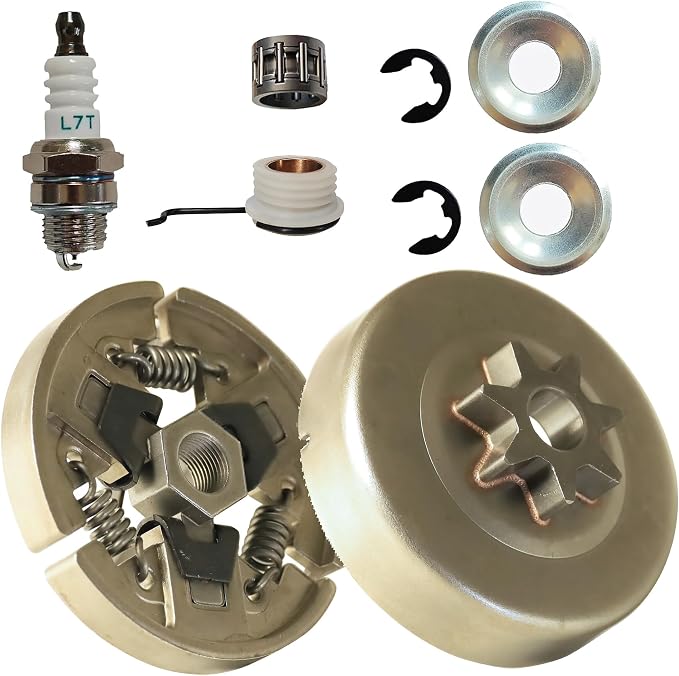 Clutch Drum Sprocket Kit 3/8" 7T Washer E-Clip Needle Bearing Spark Plug for STIHL MS290 MS390 029 039 MS310 Chainsaw Replacement 11296402000